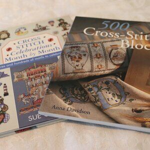 Cross Stitch Books Set (2)  Celebrations Month to month and 500 Blocks Craft DIY
